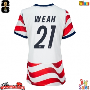 United States Timothy Weah #21 Replica Home Stadium Shirt for Women World Cup 2026 Short Sleeve